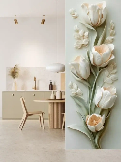 Фотообои флизелиновые PosterMarket "Тюльпаны 3Д" 100х270 см