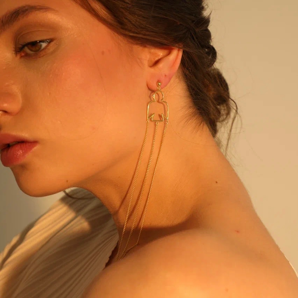 Моносерьга ПТИЦА позолота