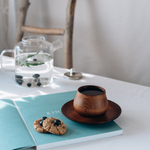 Деревянная чайная пара (блюдце с чашкой) серии "Меренга" из сибирского кедра NC25