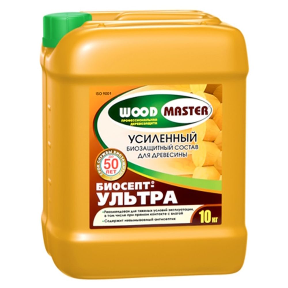 Пропитка по дереву WOODMASTER Биосепт-ультра фисташк.цв. 10л  (Рогнеда) !!! НЕМОРОЗОСТОЙКАЯ от + 5 С