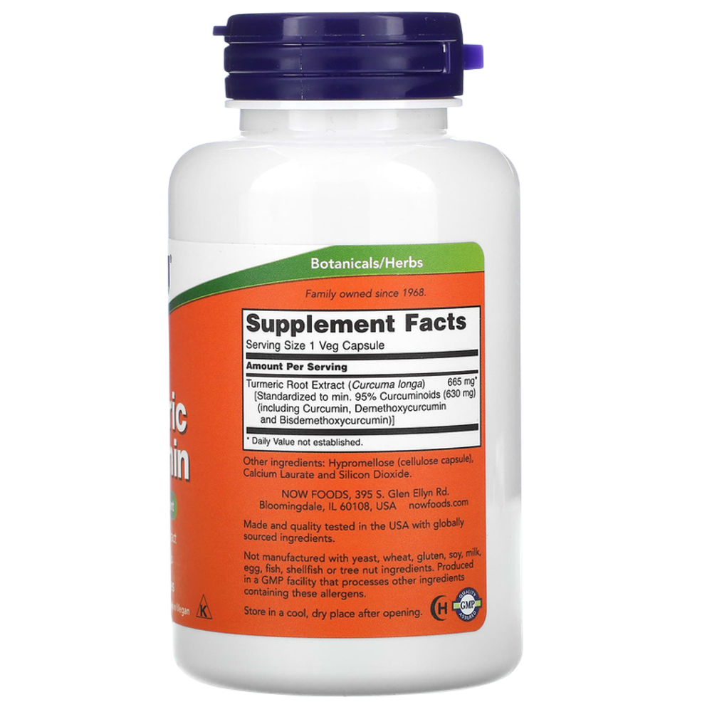 Now Foods Turmeric Curcumin 500 mg 60 veg capsules, Куркумин