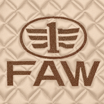 Ковры FAW J7, (экокожа, бежевый, бежевый кант, коричневая вышивка)
