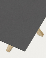 Стол Argo из матового черного стекла со стальными ножками под дерево 160 x 90 см