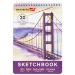 Скетчбук, ватман ГОЗНАК 200 г/м2, 165х240 мм, 20 л., гребень, твердая обложка, BRAUBERG ART CLASSIC, 112978
