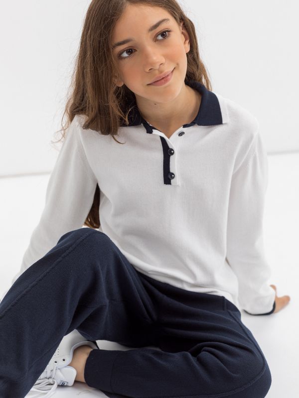 Поло бело-синего цвета для девочки арт. АТ910