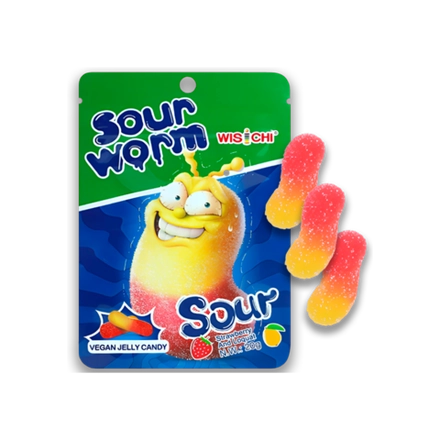 Жевательный мармелад Sour Worm клубника-мушмула