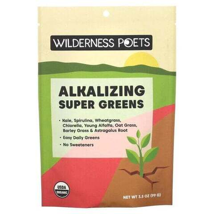 Суперфуды Wilderness Poets, органическая подщелачивающая зелень, 99 г (3,5 унции)