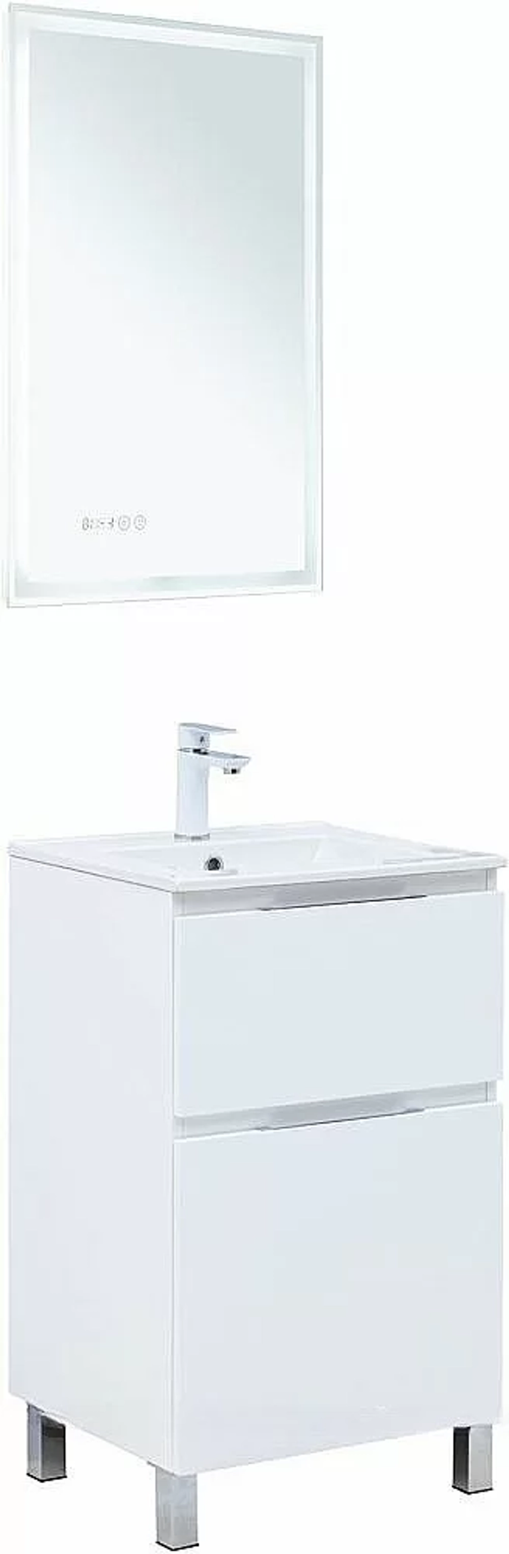 Тумба с раковиной Aquanet Алвита new 50 344131+330428 белая матовая