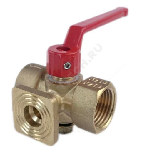 Кран для манометра 3-ходовой латунь 11б18бк(ф)1 Ду 15 Ру16 ВР G1/2"-М20х1,5 с рукояткой с фланцем SantechSystems