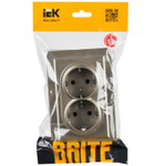 BRITE Розетка 2-местная с заземлением без защитных шторок 16А в сборе РС12-3-БрШ шампань IEK