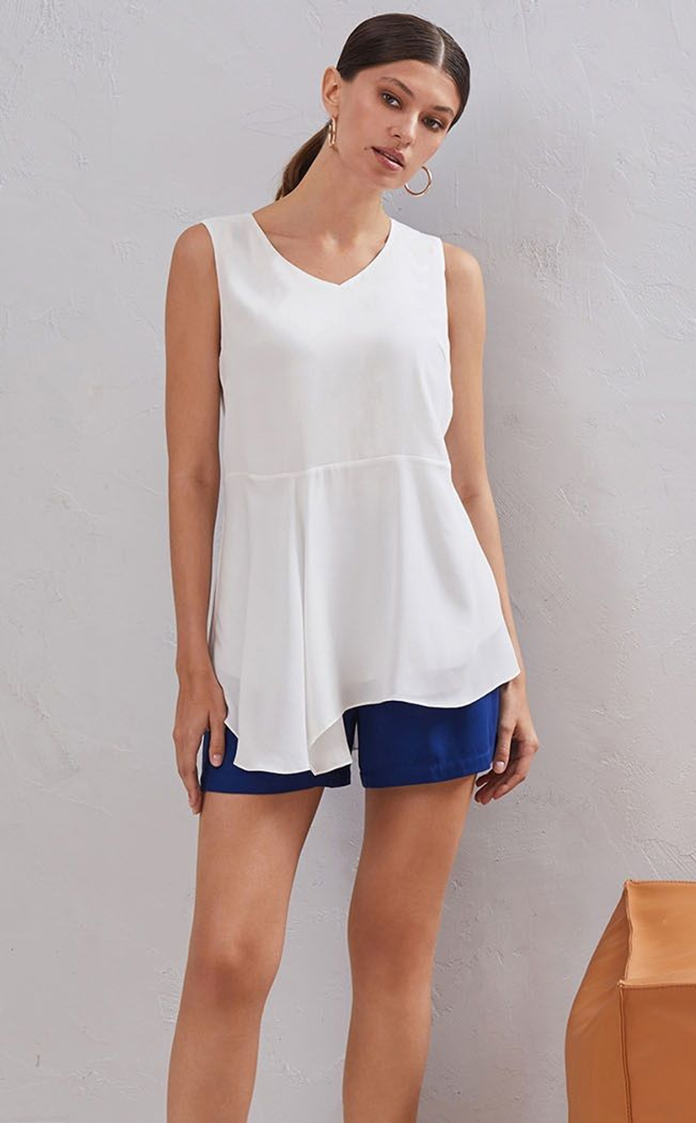 Эффектный топ из вискозы (Размер: M) (Цвет: молочный)