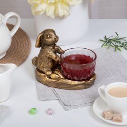 Фруктовница Кролик Эйприл Бронза с чашей из стекла