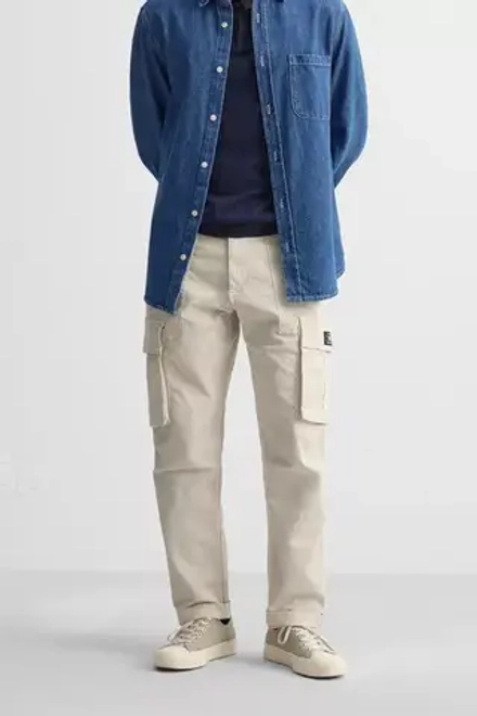 ZARA БРЮКИ КАРГО RELAXED FIT, КАМЕННО-СЕРЫЙ