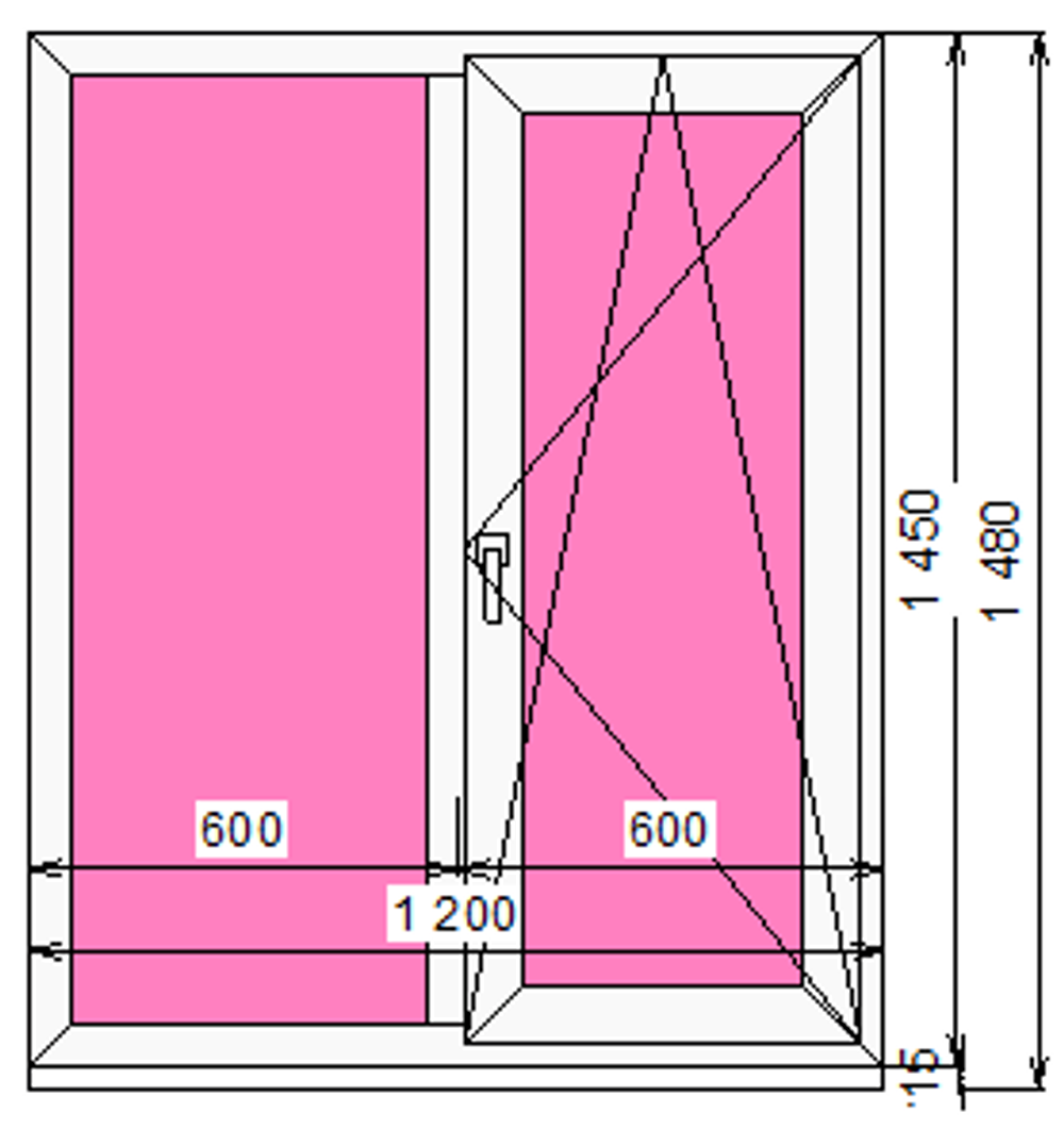 Пластиковое окно 1450 х 1200 ТермА Эко