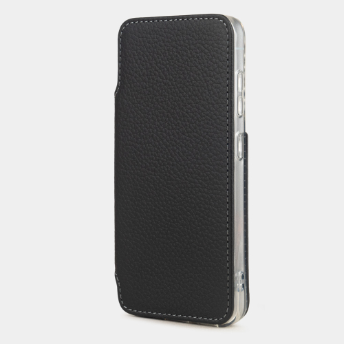 Чехол-книжка для Samsung Galaxy S25 из кожи теленка, черного цвета