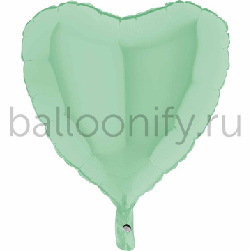Фольгированная фигура, сердце, 18"/46СМ Пастель Matte Green