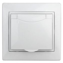 Розетка Intro Plano 1-209-01 с заземлением 2P+E Schuko с крышкой штор., 16А-250В, IP20, скрытой установки, IP44, белый | Intro Plano Белый