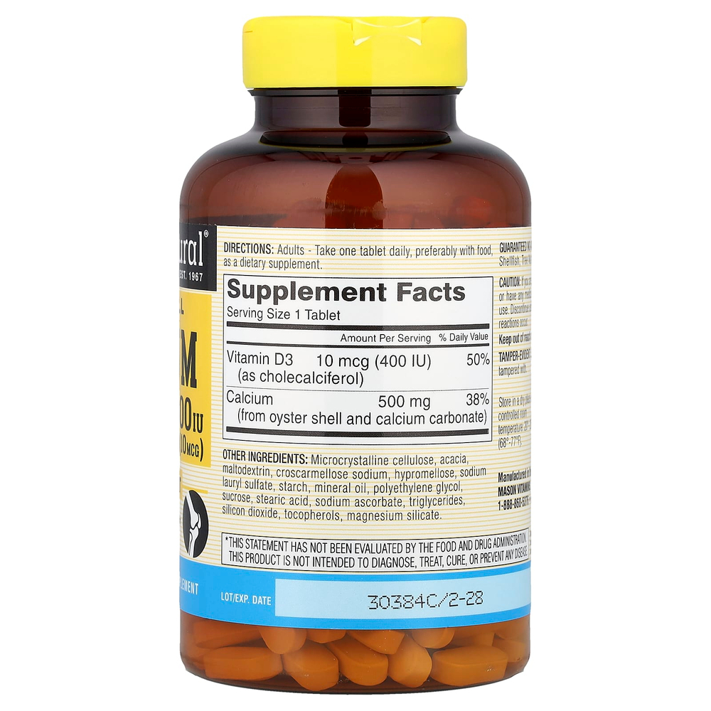 Mason Natural, Oyster Shell Calcium Plus D3`` 250 таблеток