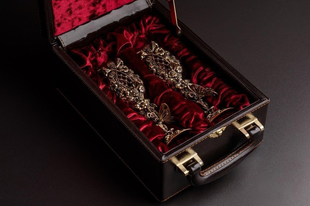 Набор бокалов для шампанского "Цветочная фантазия" 2 шт. в подарочном футляре