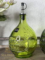 Декоративные бутылки для масла 2 штуки "Олива" зелёные с дозатором от J-LINE