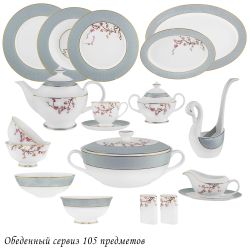 Lenardi 145-629 Обеденный сервиз 105пр. САКУРА в под.уп.(х0,5)Костяной фарфор