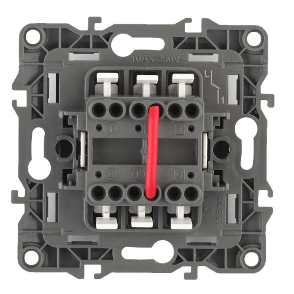 12-1004-03 ЭРА Выключатель двойной, 10АХ-250В, IP20, без м.лапок, Эра12, алюминий