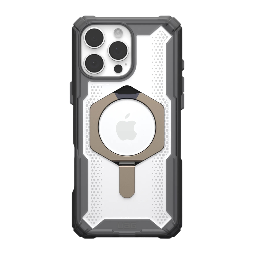 Защитный прозрачный чехол MagSafe с подставкой UAG Plasma XTE для iPhone 16 Pro Max Полупрозрачный композитный гибридный чехол со встроенной подставкой, высоким уровнем защиты при падении и вырезом для Контроллера камеры