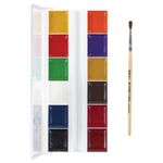 Краски акварельные ЮНЛАНДИЯ "ШКОЛЬНЫЕ", 12 цветов, медовые, С КИСТЬЮ, пластиковая коробка, 191527