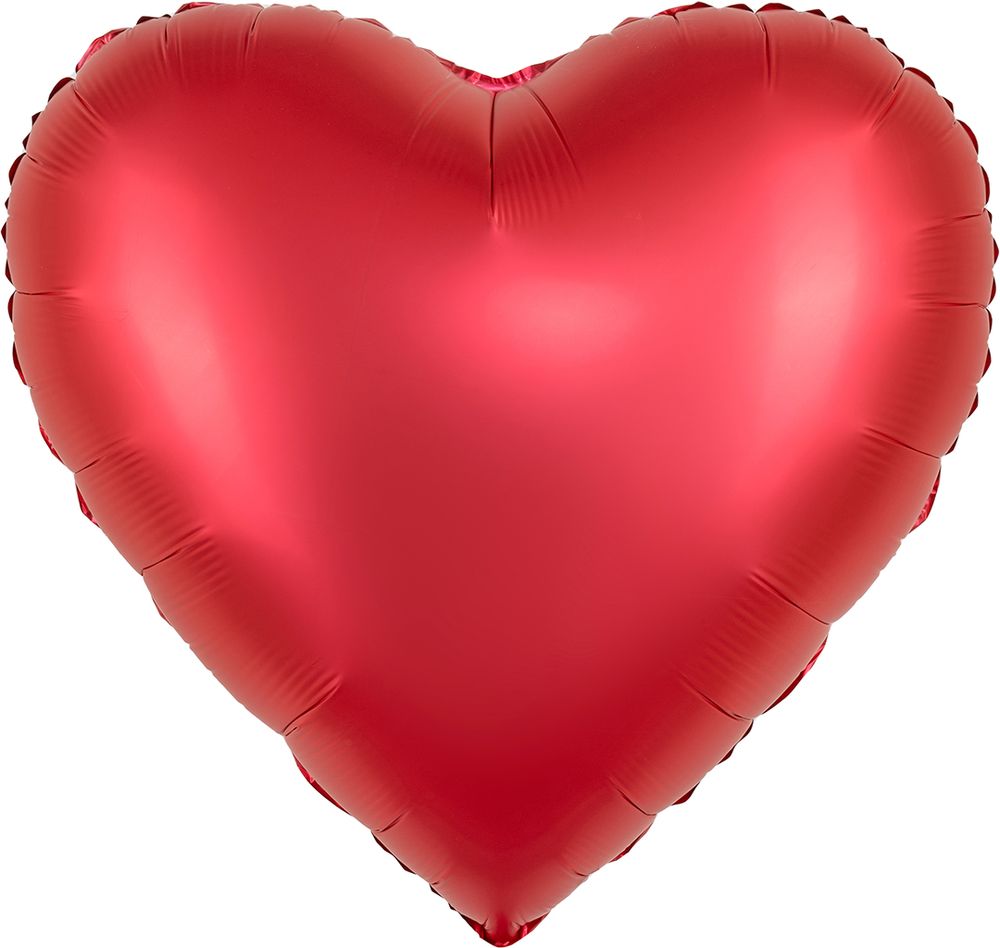 Шар (30''/76 см) Сердце, Красный, Сатин, 1 шт. в уп.