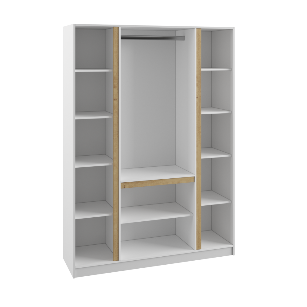 МС Мадера Шкаф М1500.4 1500*2200*480 (лдсп белый +белый , вставка крафт золотой)