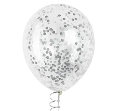 Латексный шар с мелким серебряным конфетти, 36 см