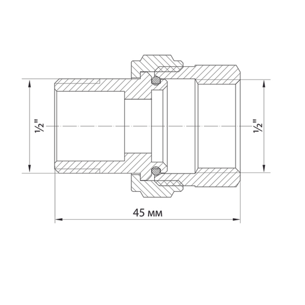 Переходник со сгоном 1/2'' прямой VRT® (конус)никель