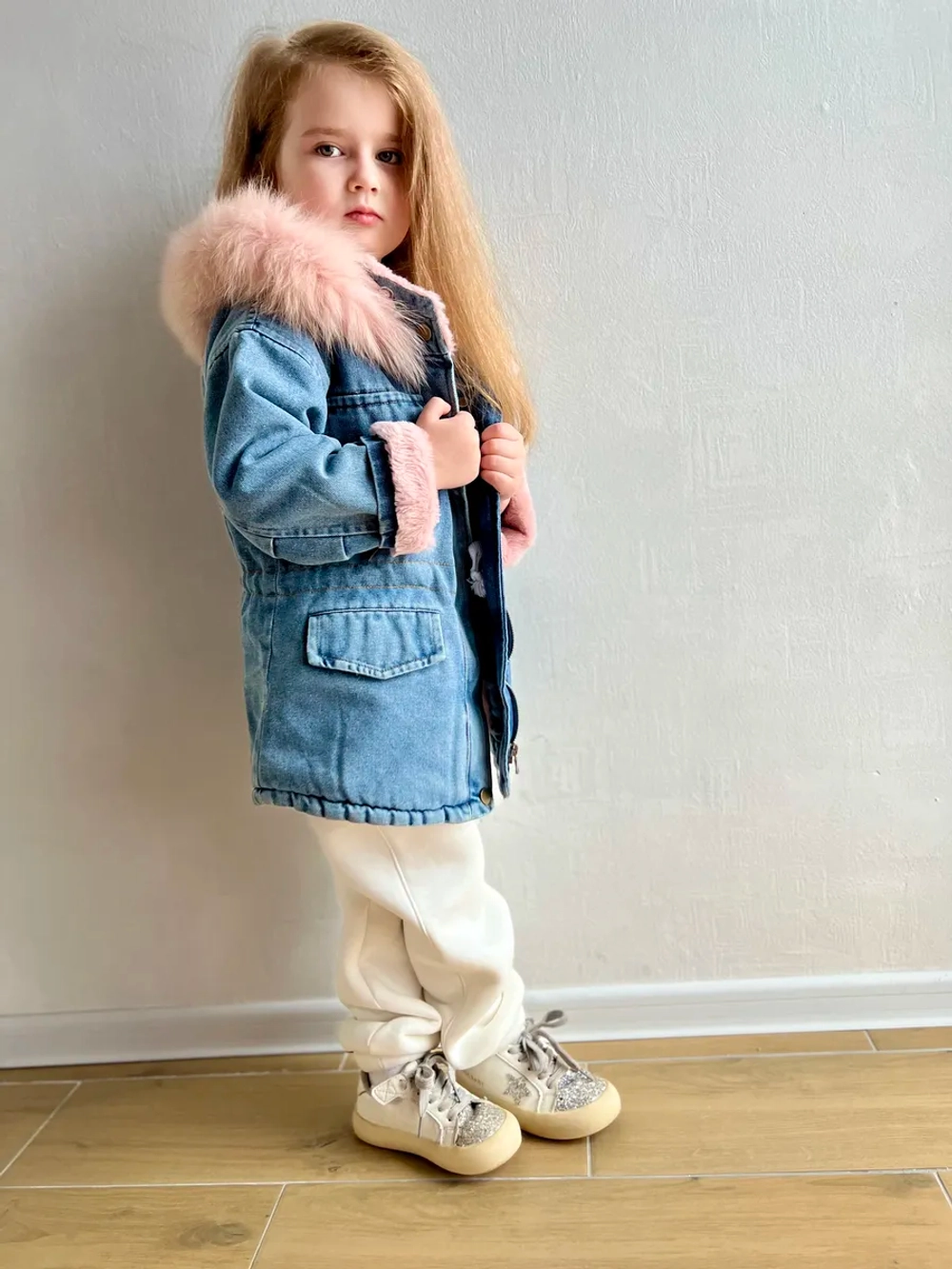 Парка джинсовая с искусственным мехом