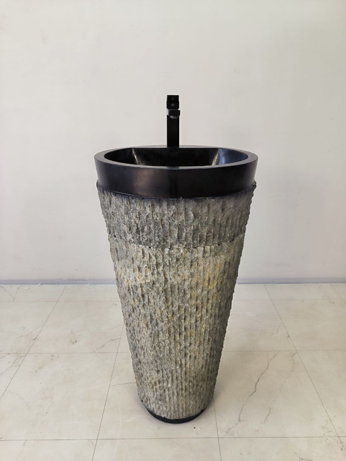 Раковина напольная из андезита Pedestal Black Marmo MN-65947 45х45х90 из натурального камня