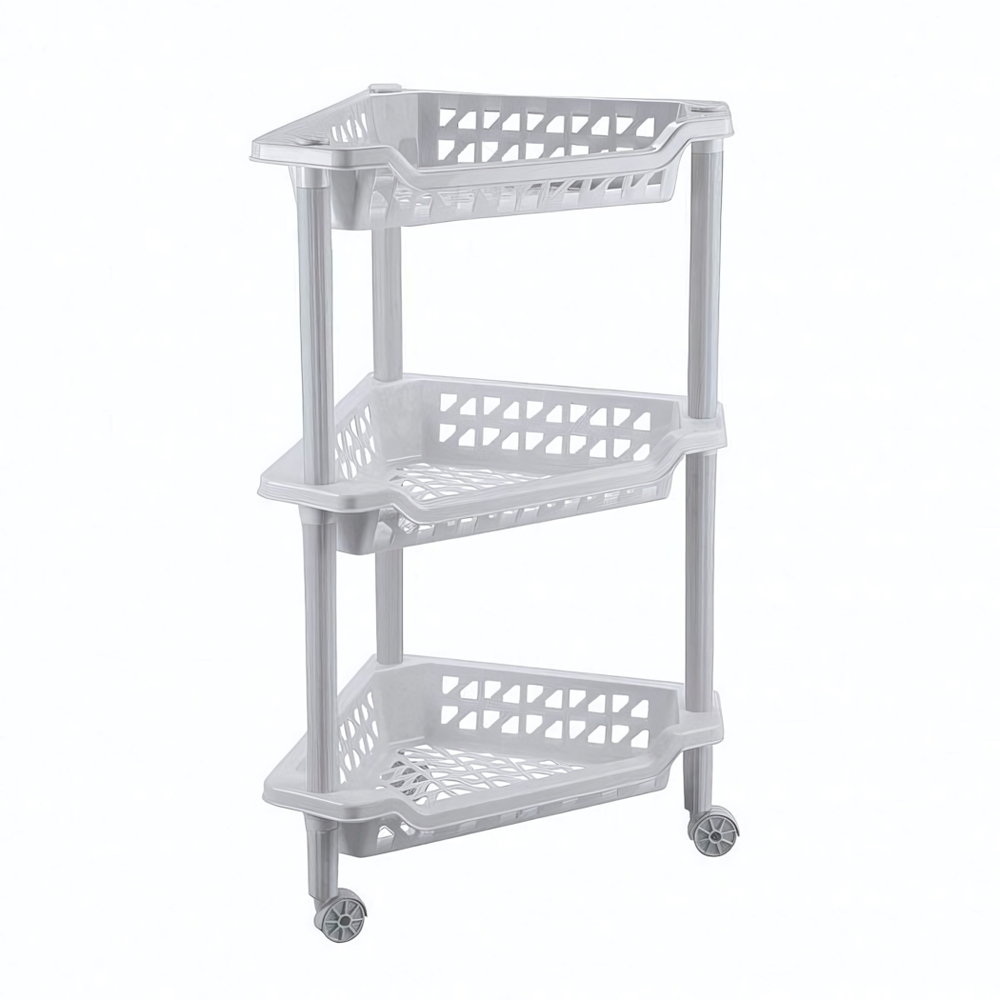 Этажерка угловая "тереза" 3 полки 400х270х610 мм (светло-серый)