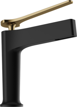 Смеситель для раковины STWORKI Аулум S06010BG матовый черный, матовое золото