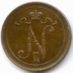 10 пенни 1916 год. Россия для Финляндии (Вензель Николая II). XF-AU