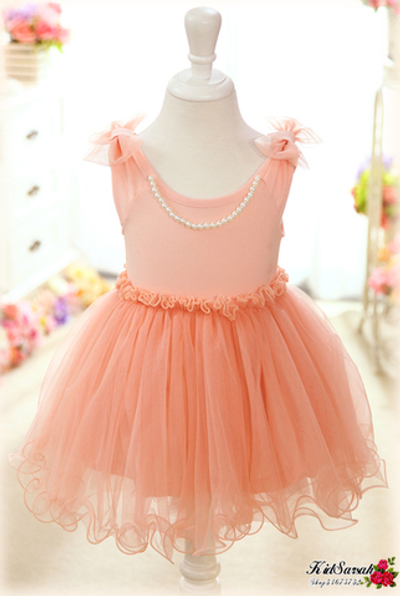 Платье детское однотонное с отделкой "ожерелье", бантами и пышной юбкой