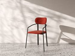 Стул Ror, Round, велюр, черный/темно-красный