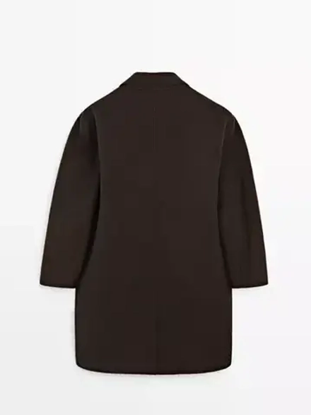 Massimo Dutti Длинное пальто из смесовой шерсти, коричневый