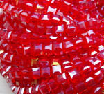 БВ008ДС4 Хрустальные бусины квадратные, цвет: ярко-красный AB прозрачный, 4 мм, кол-во: 44-45 шт.