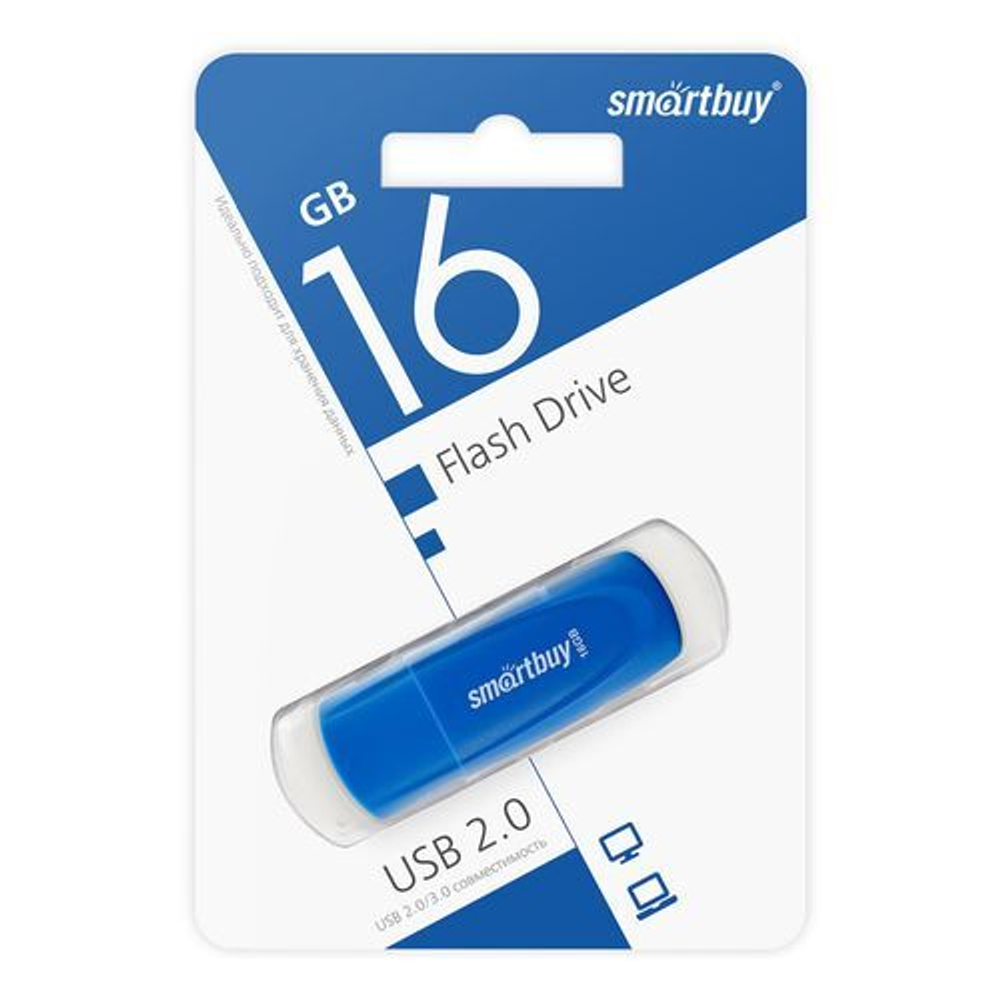 USB Флешка 16GB Smartbuy Scout, USB 2.0, синяя