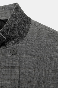 ZARA БЛЕЙЗЕР ОБЛЕГАЮЩЕГО КРОЯ В КЛЕТКУ — ZW COLLECTION, МЯГКИЙ СЕРЫЙ