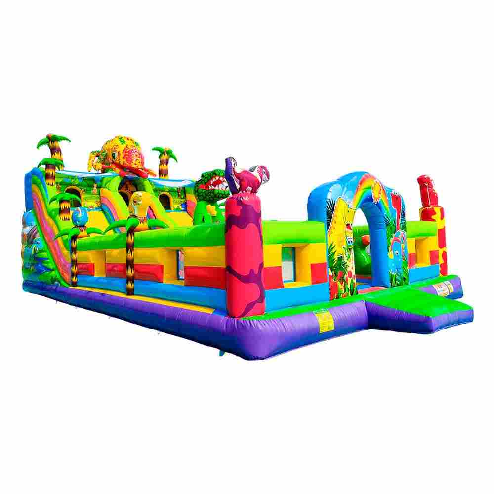 Коммерческий надувной батут "Хамелеон и динозавры" 12*7*6 м