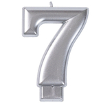 Свечи-цифры на торт в серебряном цвете 8 см