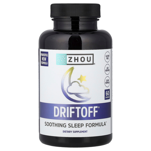 Zhou Nutrition, Driftoff®, успокаивающее средство для сна, 60 капсул