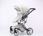 Коляска-трансформер Luxmom 608 3в1 для новорожденных, с автолюлькой , экокожа Silver
