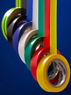 Изолента цветная 7 шт., набор электроизоляционных клейких лент для проводов KRANZ