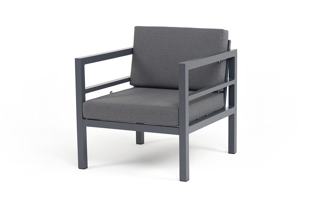 "Эстелья" кресло разборное, каркас алюминий темно-серый (RAL7024) матовый, ткань темно-серая 027