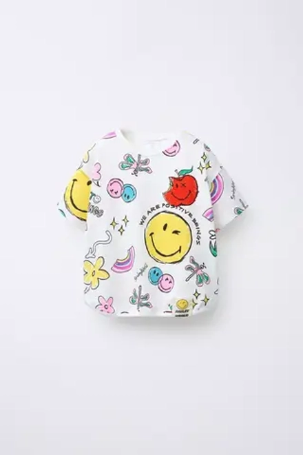 ZARA ФУТБОЛКА С ПРИНТОМ SMILEYWORLD ®, БЕЛЫЙ